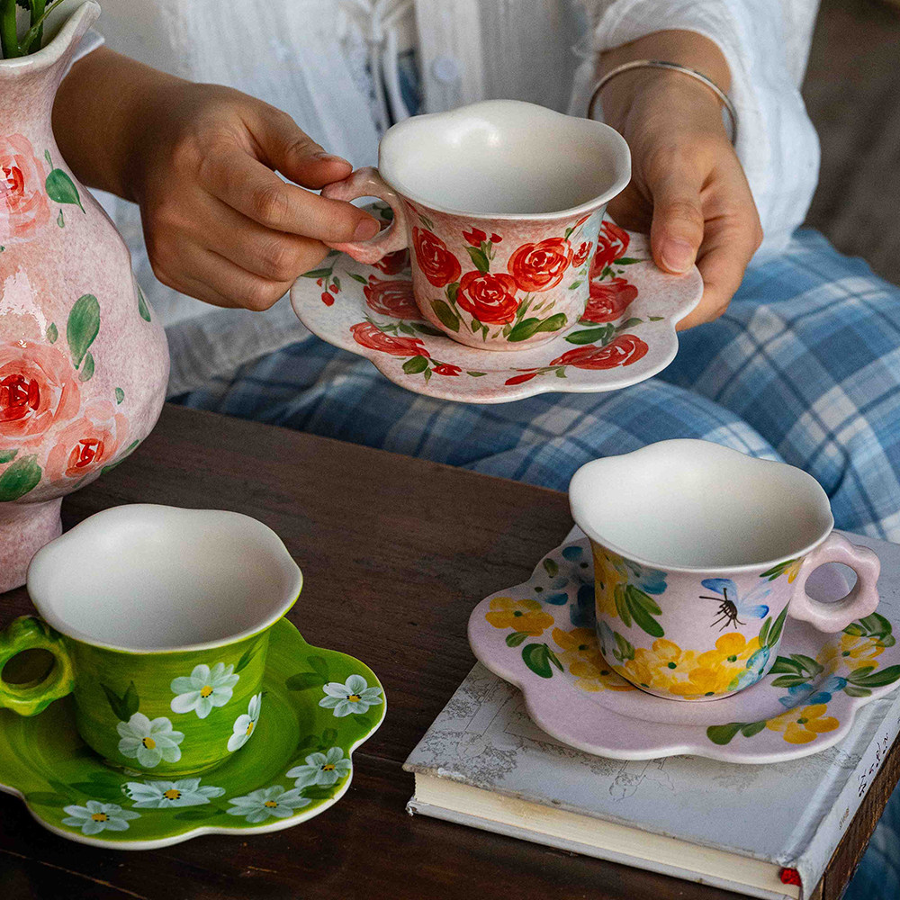 景德镇高级感咖啡杯碟套装创意设计师拉花杯子家用高档精致马克杯,餐饮具,咖啡杯,淘宝优惠券,粉丝福利购,淘宝优惠卷