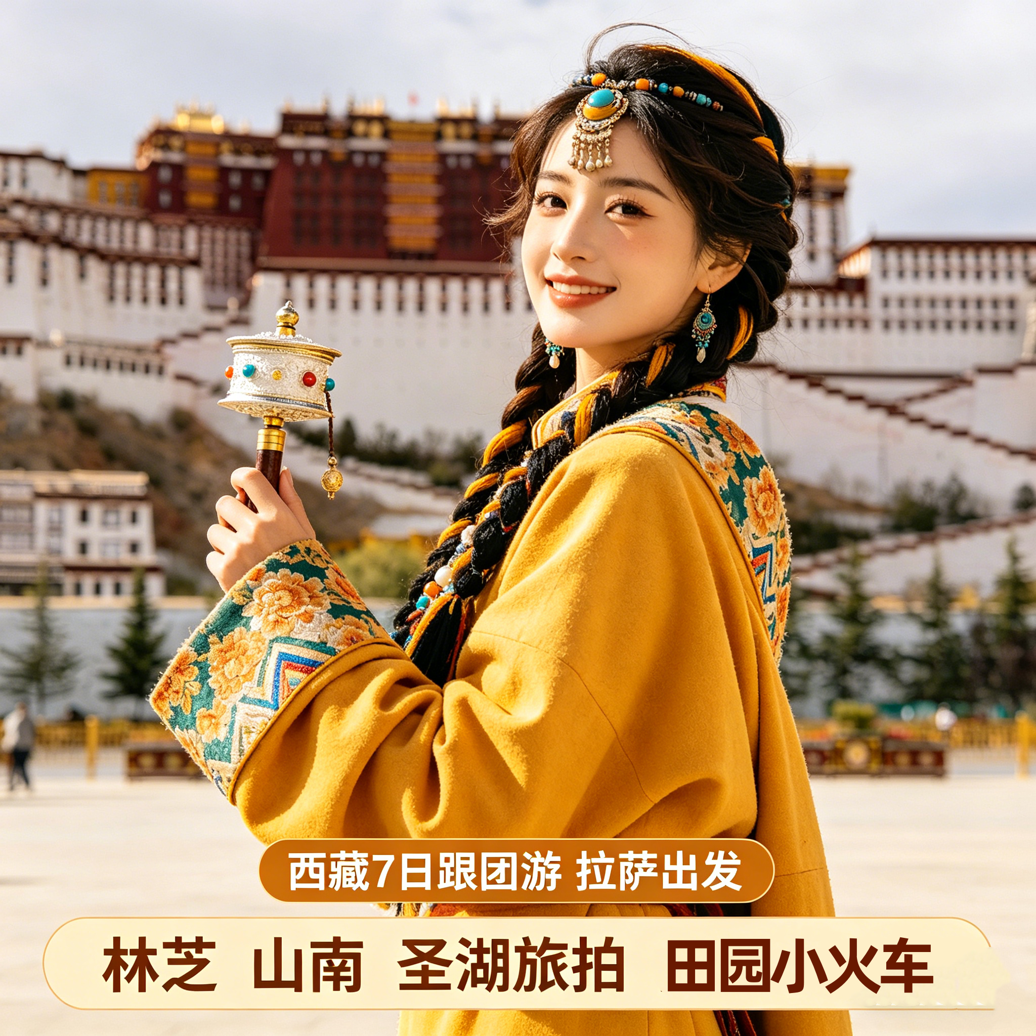 西藏旅游7日跟团游 拉萨林芝山南布达拉宫大峡谷巴松措羊卓雍措