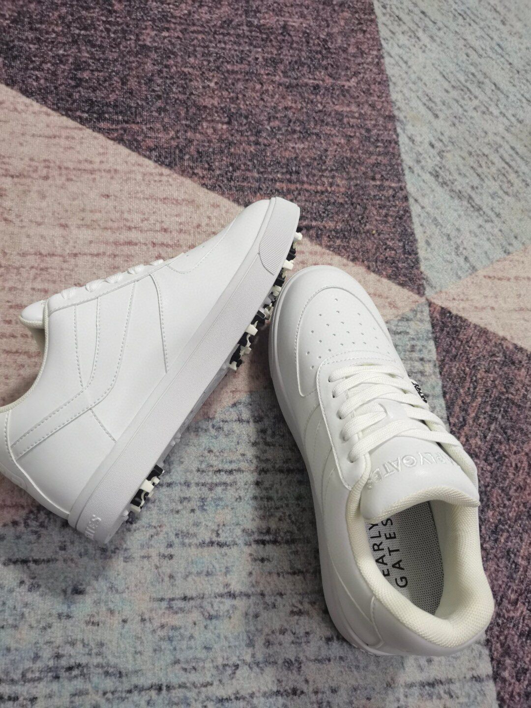 특별 정리 여성용 골프 신발 캐주얼 스포츠 다용도 흰색 신발 골프 방수 마이크로 화이버 가죽 원단