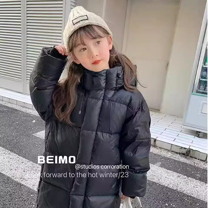 中长款儿童羽绒服童装男童女童面包服加厚冬装保暖白鸭绒宽松外套