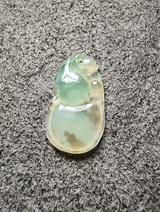古董古玩小卖铺特价清仓早年天然老坑冰种翡翠a货葫芦挂件/项坠