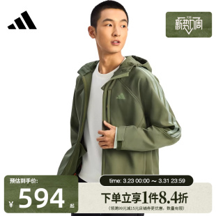 盛世长运adidas阿迪达斯春季 男子运动休闲连帽梭织夹克外套KR2497