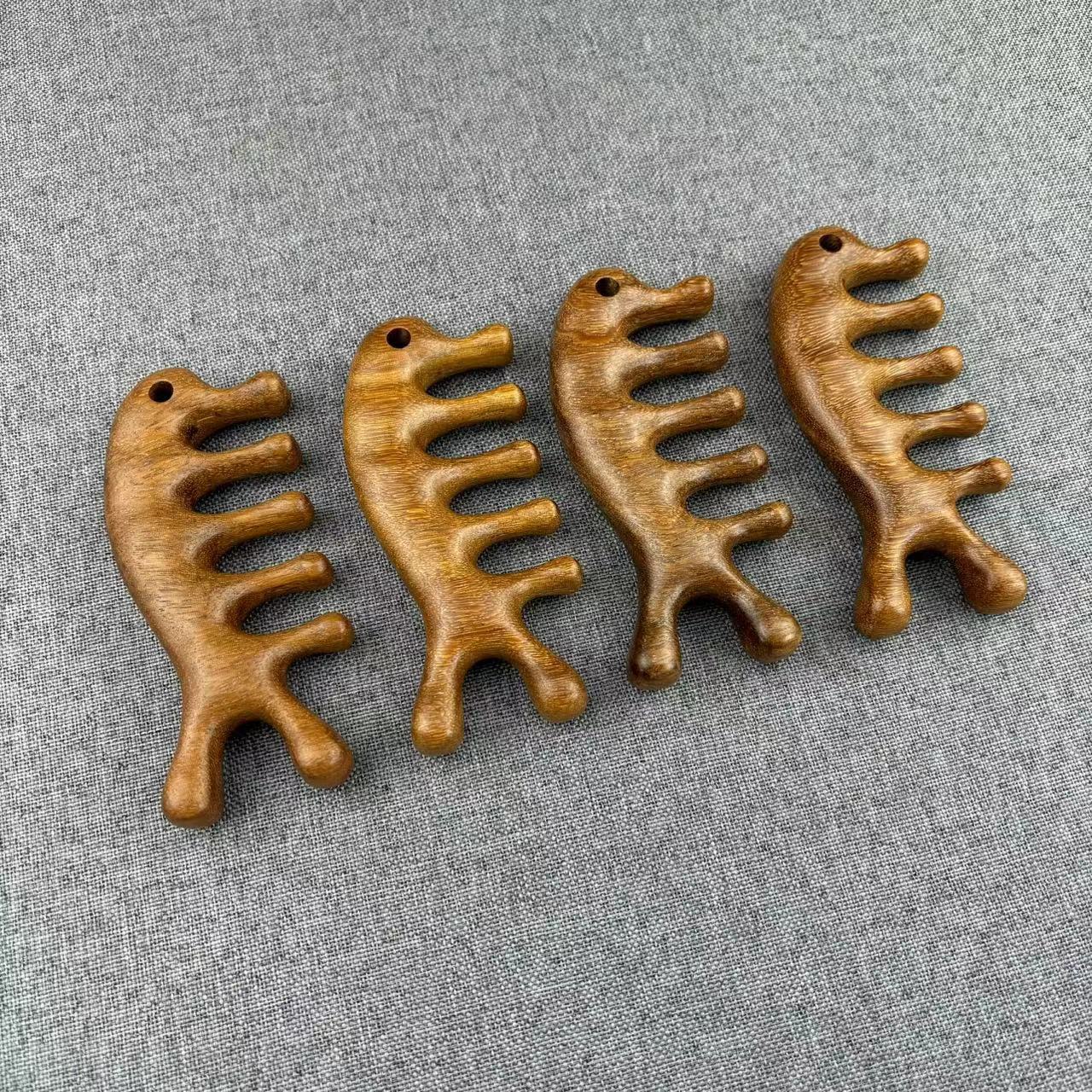 龙凤檀按摩梳檀木头部经络梳子头疗按摩刮痧头皮疏通宽齿梳便携