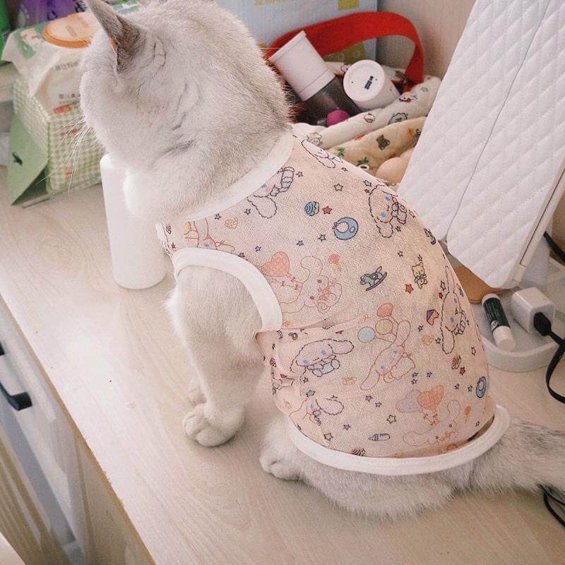 腊肠狗宠物猫咪衣服夏季薄款清凉背心式防脱不掉毛防晒防尘网纱布