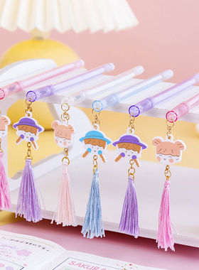 学生碳素笔少女心吊坠笔学生黑色中性笔0.5女生高颜值女孩饰挂件