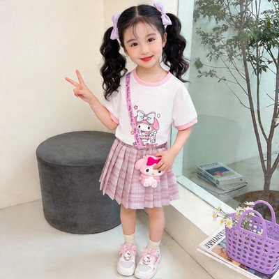 女童夏装套装裙子短袖jk裙两件套