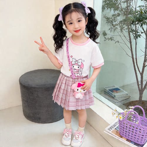 女童夏装套装裙子短袖jk裙两件套