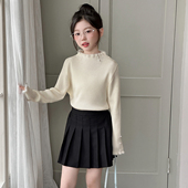 儿童打底衫 女童毛衣秋冬2025新款 冬季 一体绒加绒圆领针织内搭线衣