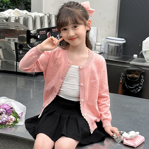 女童针织开衫外搭毛衣春秋