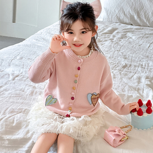 超好看洋气早春薄儿童外搭春秋 春季 女童开衫 针织毛衣外套2026新款