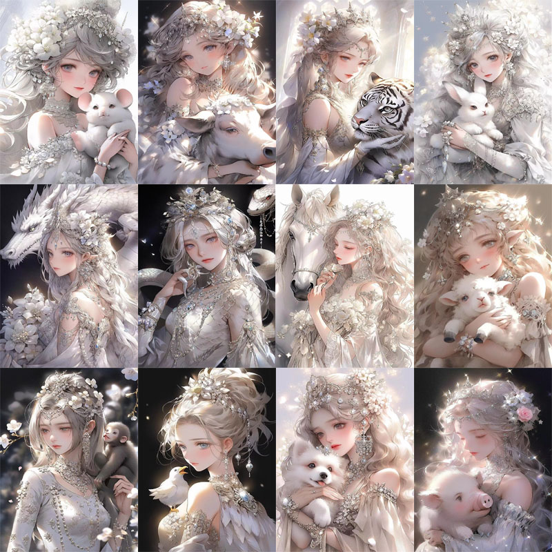 十二生肖钻石画2025新款高颜值女孩儿童房十字绣满钻中国风点钻画