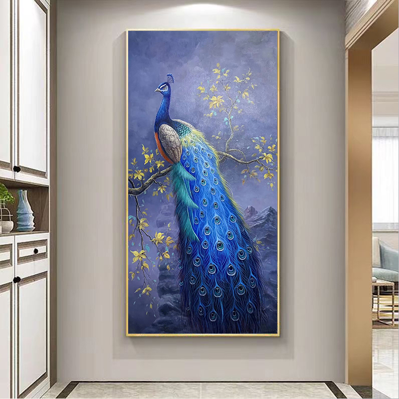 新墙新款蓝孔雀客厅玄关钻石画