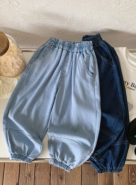 儿童天丝牛仔裤夏季童装服饰男童韩版防蚊裤宝宝百搭轻薄长裤