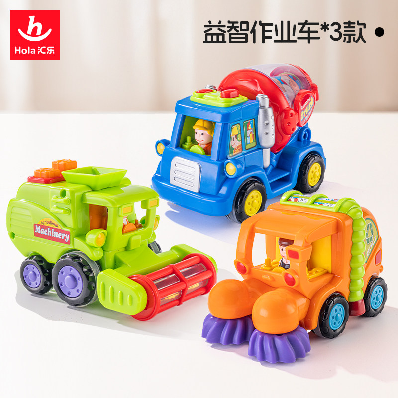 汇乐益智职业车队惯性工程车环卫惯性/回力/滑行玩具