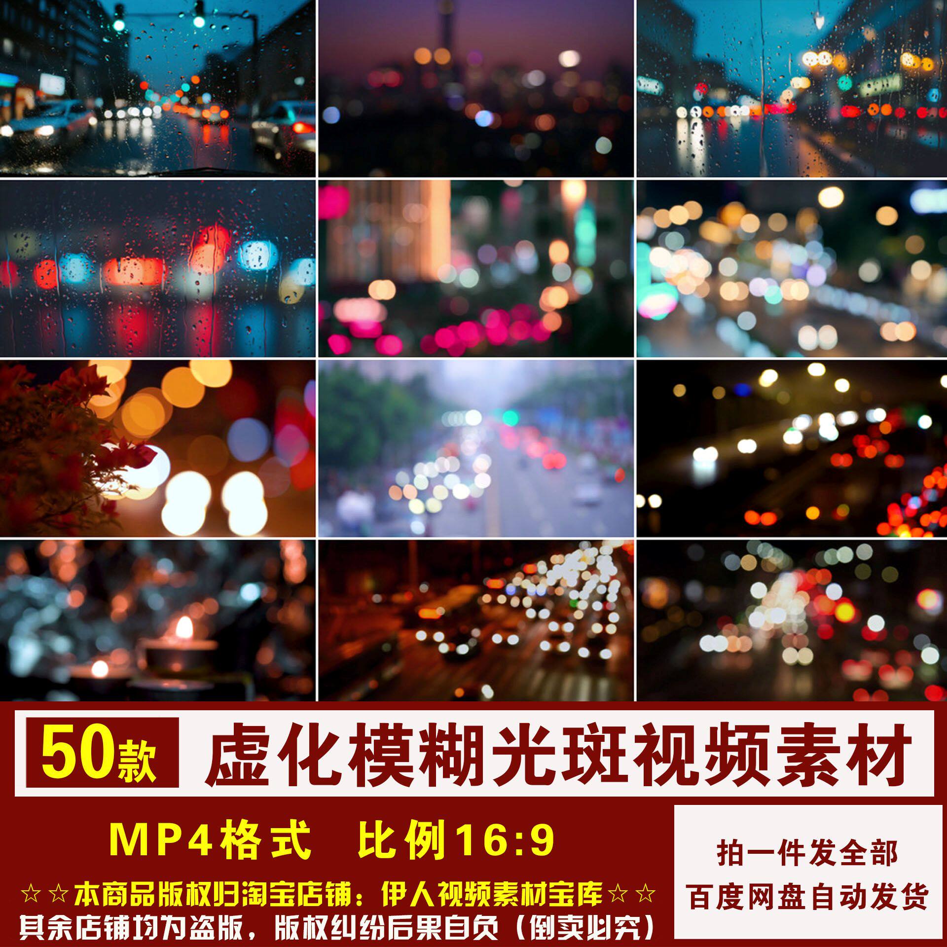 YR480-虚化模糊光斑视频虚化模糊城市夜晚车流人流背景视频素材