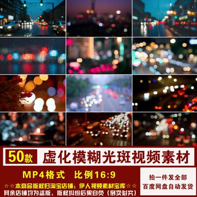 YR480-虚化模糊光斑视频虚化模糊城市夜晚车流人流背景视频素材