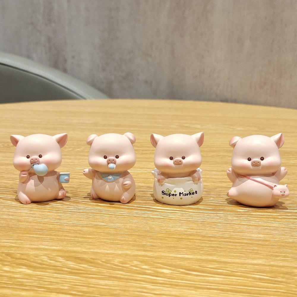 迷你树脂小猪治愈车载摆件