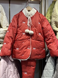 派邦奴新款加厚轻羽绒长袖长裤家居服时尚好看过冬睡袄居家外穿