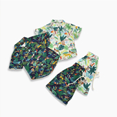 2025海边沙滩风花衬衫 夏威夷休闲男女童外套翻领 短裤 夏季 亲子套装