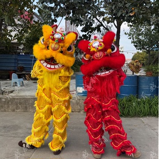 舞狮服装成人醒狮表演套装毛绒狮子头道具舞台装单人连体表演