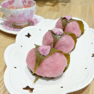 茶色盐渍樱叶浸盐腌观赏关山樱花