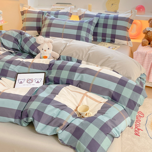 ins风80支纯棉全棉100床上四件套碎花床品被套罩床单三件套床笠款