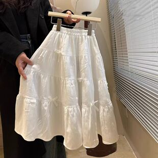 女童半身裙中长款2026夏季新款中大童装蛋糕裙公主风长裙子小白裙