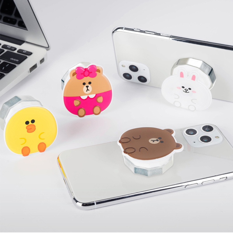 line布朗熊超萌卡通手机磁吸支架车载导航架指环扣苹果安卓通用座