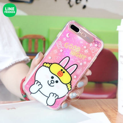韩国line来电闪iPhonex手机壳8布朗熊苹果X发光新款7Plus全包潮女