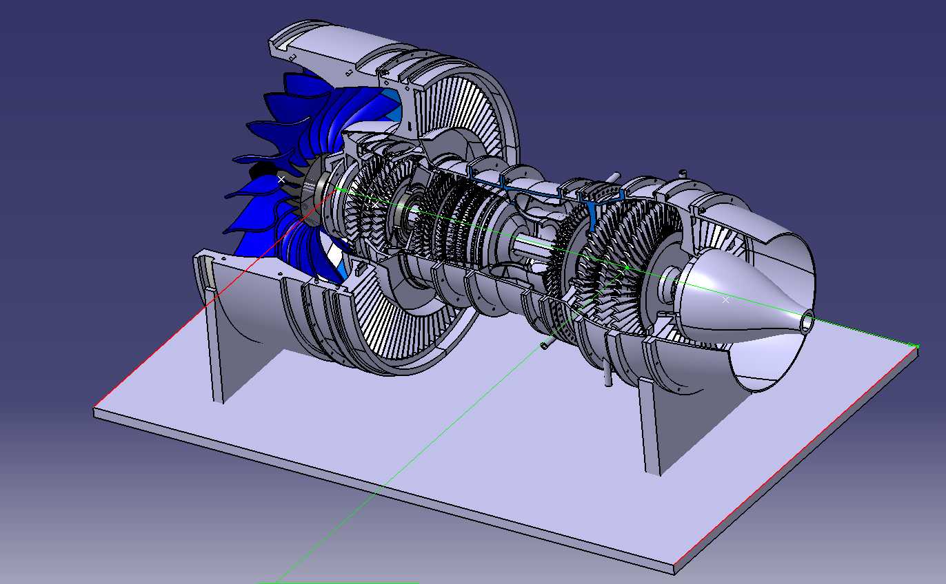 发动机pw1000g3d打印涡扇发动机3d模型