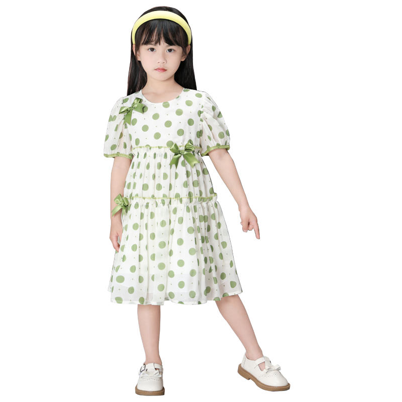 新款小清新雪纺公主裙印花洋气儿童蛋糕裙夏季女童短袖连衣裙