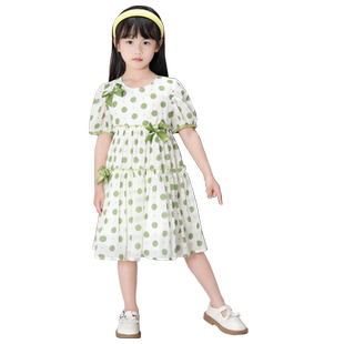 清货新款小清新雪纺公主裙印花洋气儿童蛋糕裙夏季女童短袖连衣裙