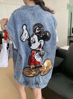 港味休闲女夏春珠片工装无袖马夹