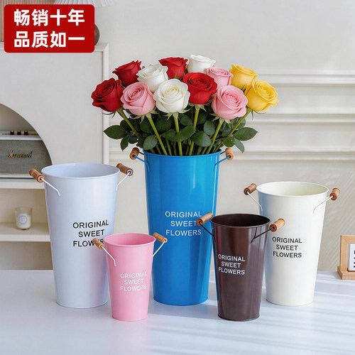 欧式铁皮落地醒花桶客厅花店