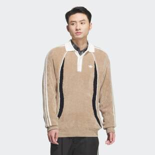 JN3794 蛇年JN3795 阿迪达斯三叶草复古半开襟插肩针织衫 毛衣男装