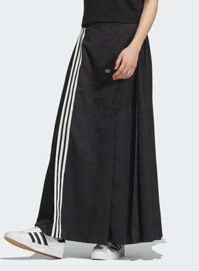 adidas阿迪达斯夏季女子休闲运动经典新中式长款宽松半身裙KB6397