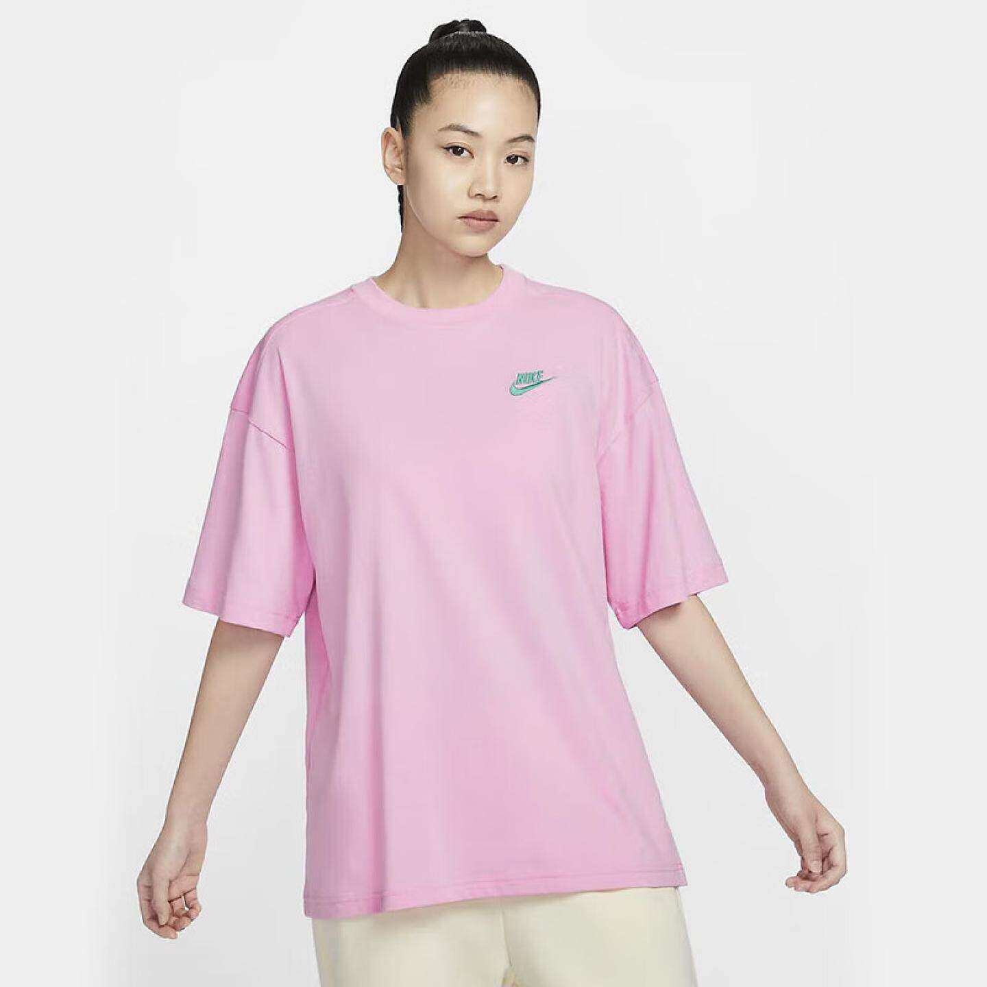 耐克圆领T恤女装夏季新款跑步运动服宽松透气短袖上衣HJ9427-662