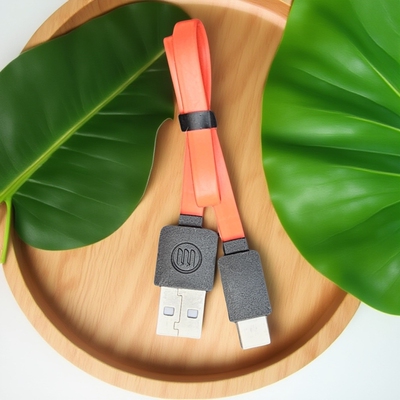 Type-c USB充电线29cm柔软面条线扁线橙色5V2A充电宝两芯线适用于JBL蓝牙音箱耳机