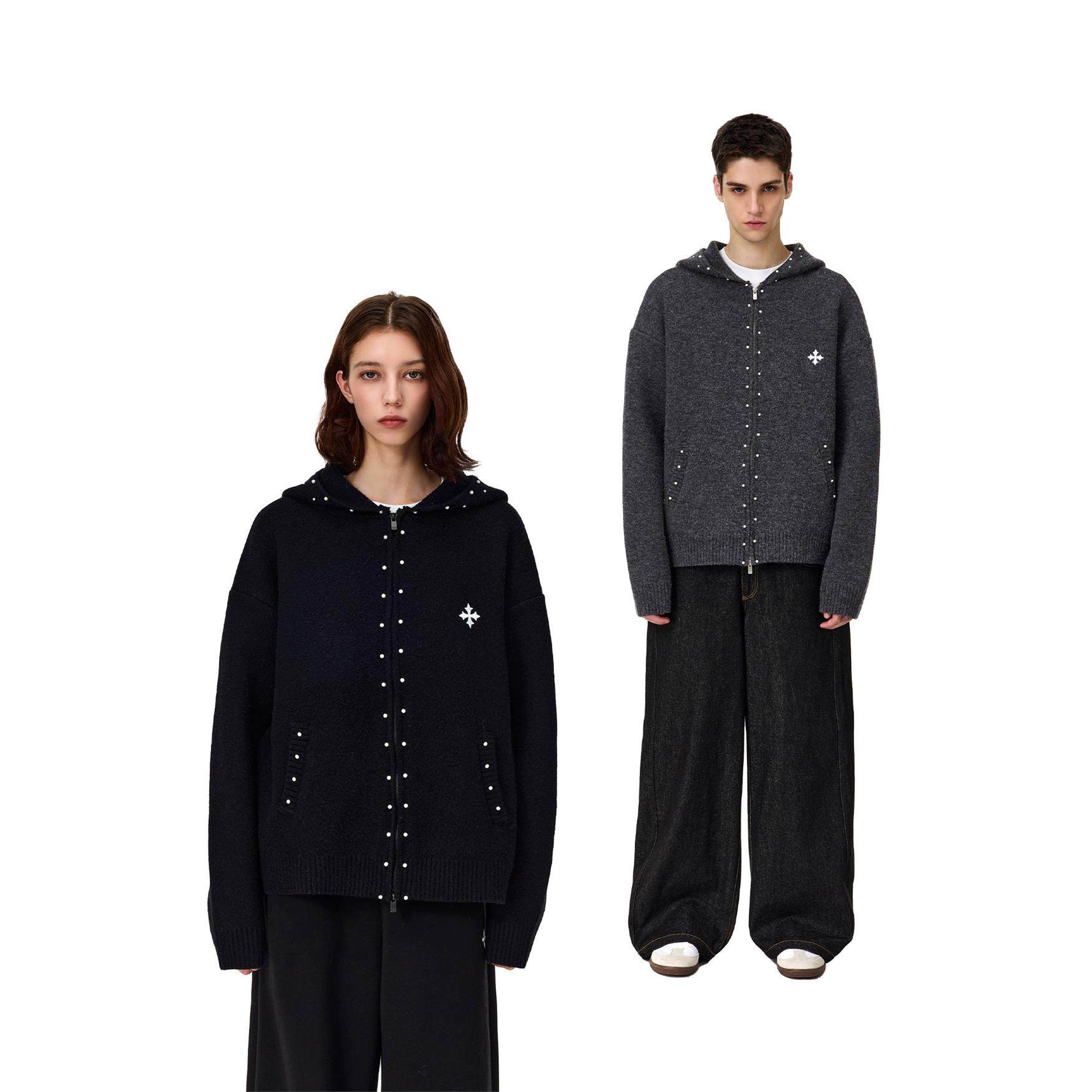 REDIMOR钉珠连帽毛衣拉炼男女宽松慵懒风针织衫情侣外套253RC1312,个性定制/设计服务/DIY,棉服工装,淘宝优惠券,粉丝福利购,淘宝优惠卷