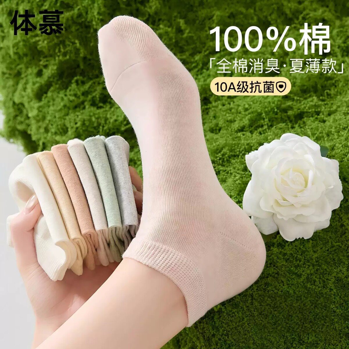 女短袜100%棉袜女士夏季薄款纯棉袜全棉吸汗防臭袜休闲船袜