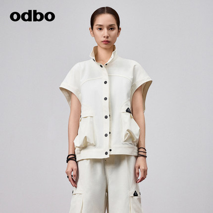 odbo/欧迪比欧时尚气质立领马夹女春季新款立体裁剪百搭工装外套