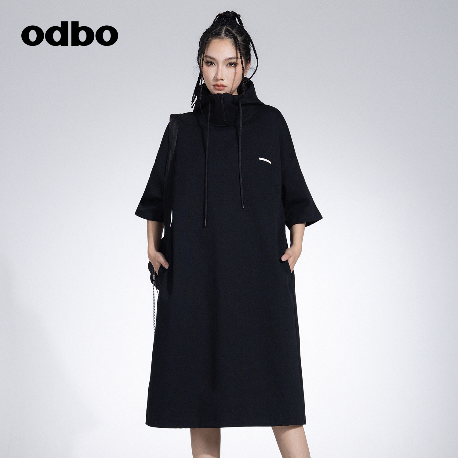 odbo/欧迪比欧七分袖连衣裙