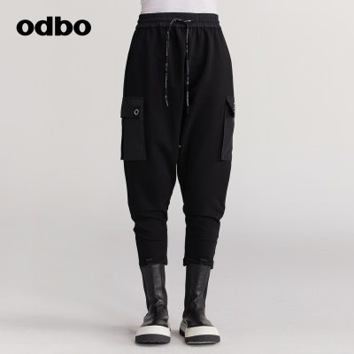 【商场同款】odbo/欧迪比欧秋冬新款黑色休闲裤女工装束脚裤