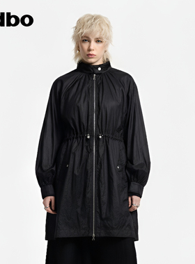odbo/欧迪比欧2025秋冬新款外套女抽绳时尚设计感宽松中长款风衣