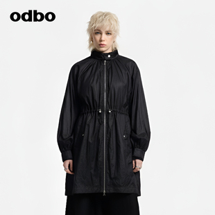 设计感宽松中长款 外套女抽绳时尚 风衣 欧迪比欧2025秋冬新款 odbo
