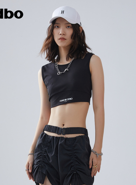 odbo/欧迪比欧原创设计运动黑色吊带背心女夏季新款内搭上衣