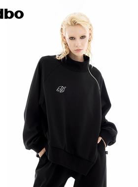 odbo/欧迪比欧半高领加绒卫衣2025秋冬新款休闲上衣小众个性设计