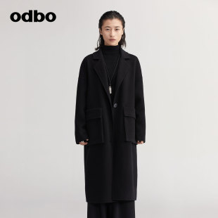 odbo 欧迪比欧秋冬新款 商场同款 毛呢外套女羊毛大衣