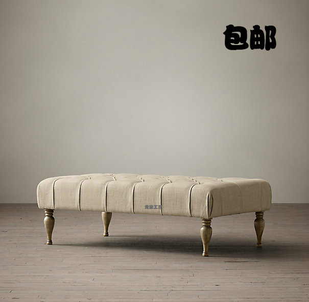换鞋凳美式现代床尾凳服装店换试凳搁脚凳长条凳欧式布艺沙发凳子