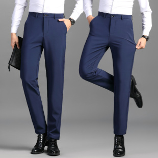 英伦商务修身 纯色休闲裤 正装 深蓝色西裤 子男耐磨 春秋新款 长裤 男士